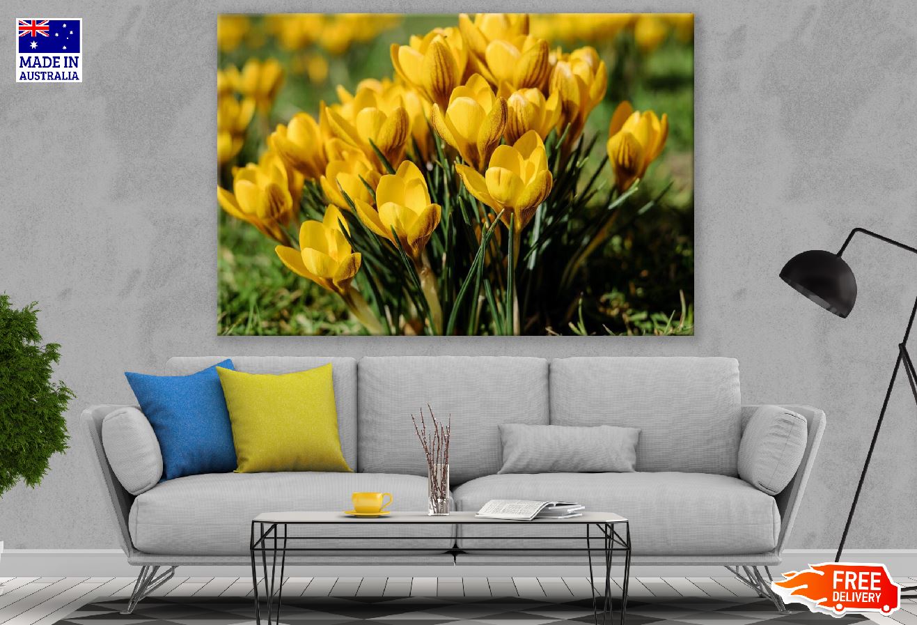 Yellow Crocus Flowers Photograph Print 100% Australian Made