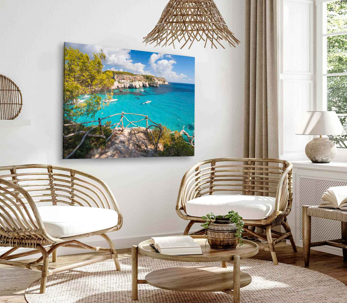 Bella Home Cala Macarella Mediterranean Sea Print Canvas Ready to hang