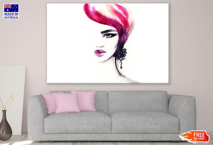 Woman Face with Pink Hair Abstract Watercolor Painting Print 100% Australian Made