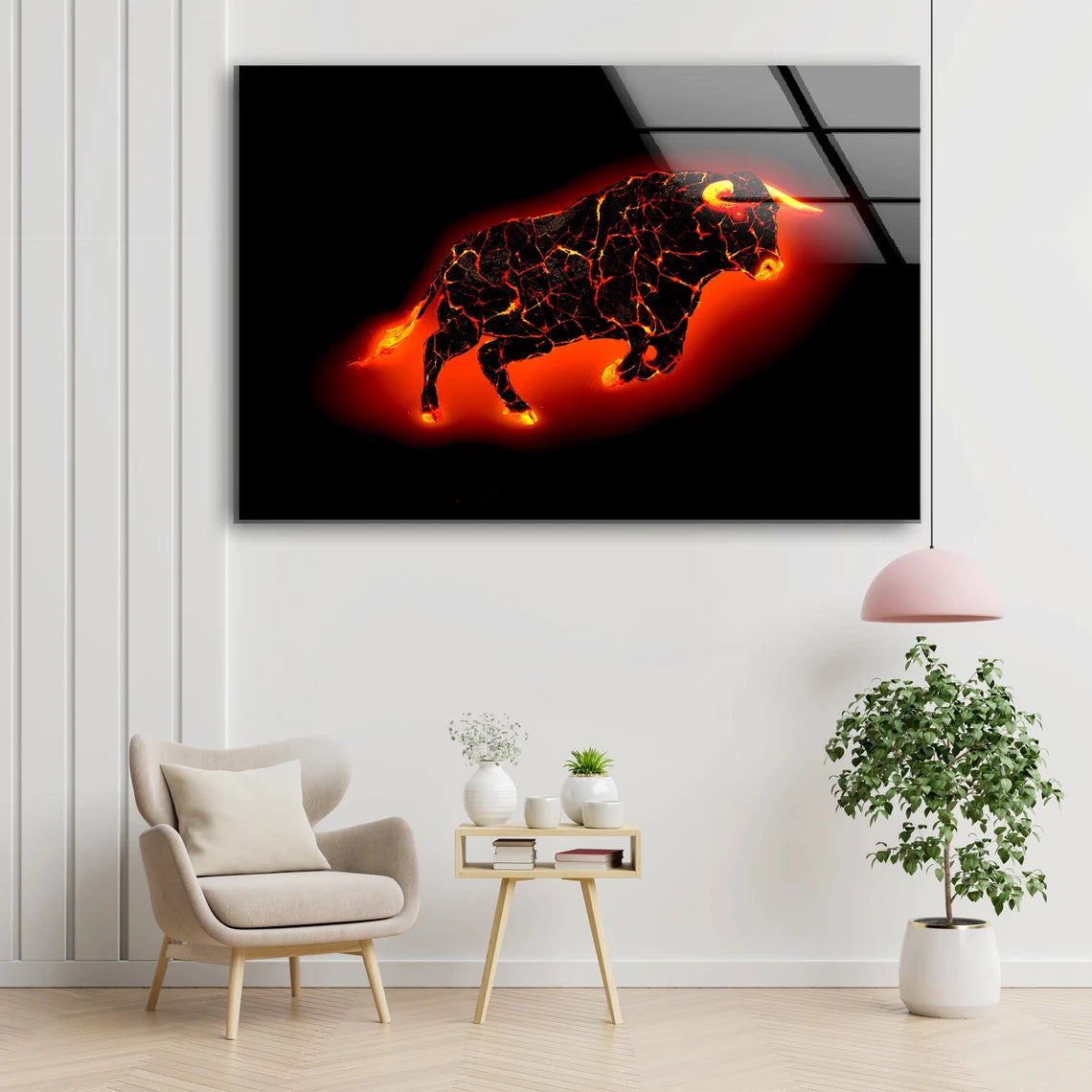 Bull Abstract Design Acrylic Glass Print Tempered Glass Wall Art 100% Made in Australia Ready to Hang