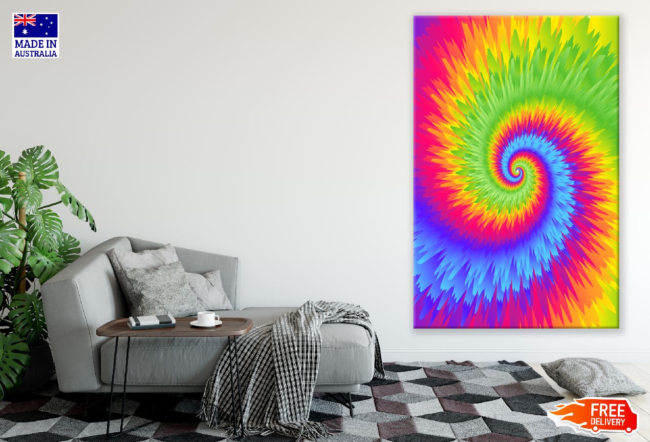 Rainbow Tie Dye Pattern Abstract Design Print 100% Australian Made