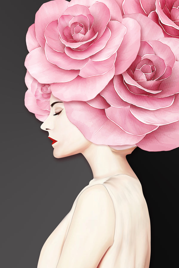 Fashion Girl and Rose Headdress Illustration Print 100% Australian Made