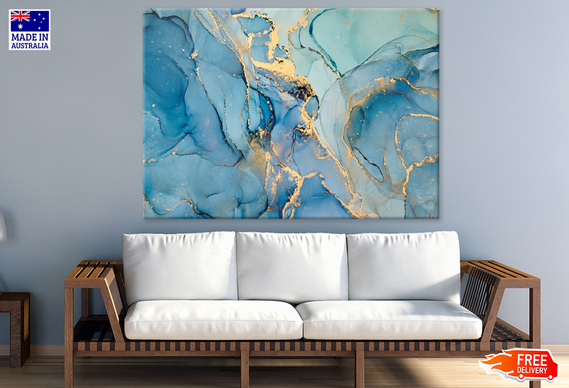 Blue & Gold Abstract Design Print 100% Australian Made