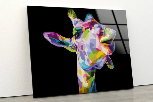 Colorful Abstract Giraffe Design Acrylic Glass Print Tempered Glass Wall Art 100% Made in Australia Ready to Hang