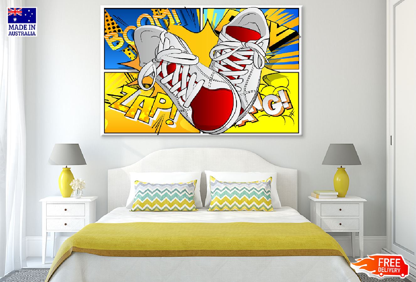 Shoes & BOOM ZAP Vector Illustration Print 100% Australian Made