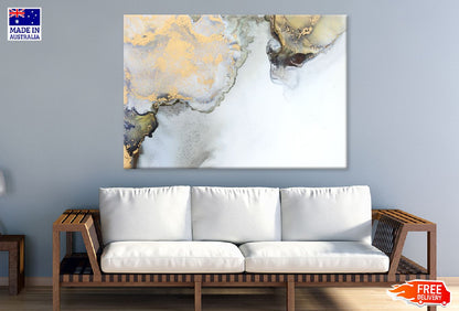 Black Grey & Gold Fluid Abstract Design Print 100% Australian Made