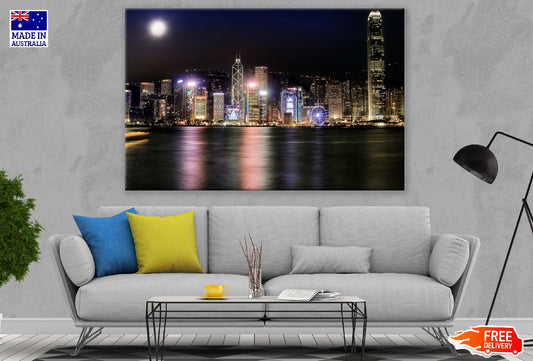 Victoria Harbour Night View Photograph, Hong kong Print 100% Australian Made