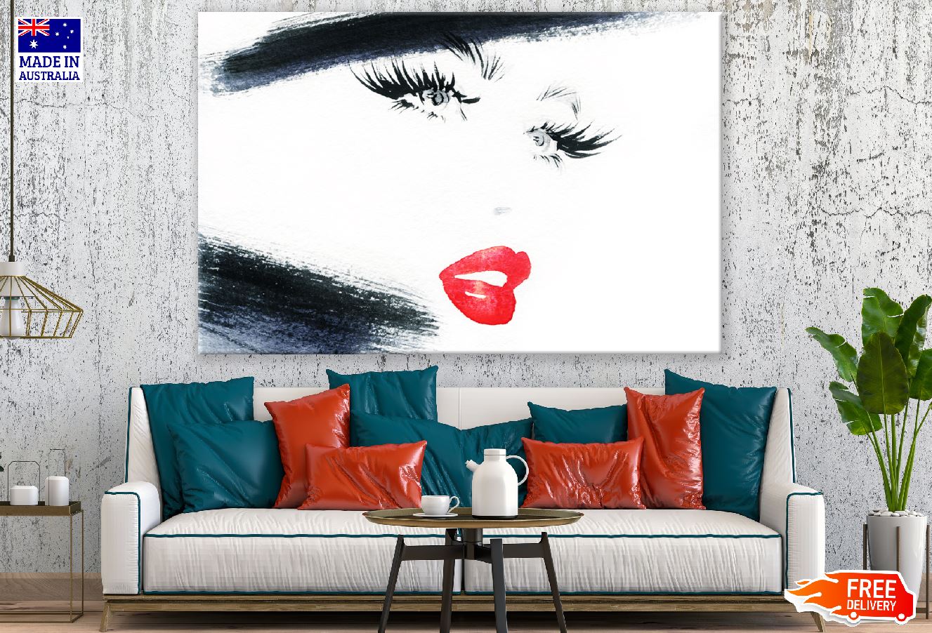 Makeup Woman Face Abstract Watercolor Painting Print 100% Australian Made