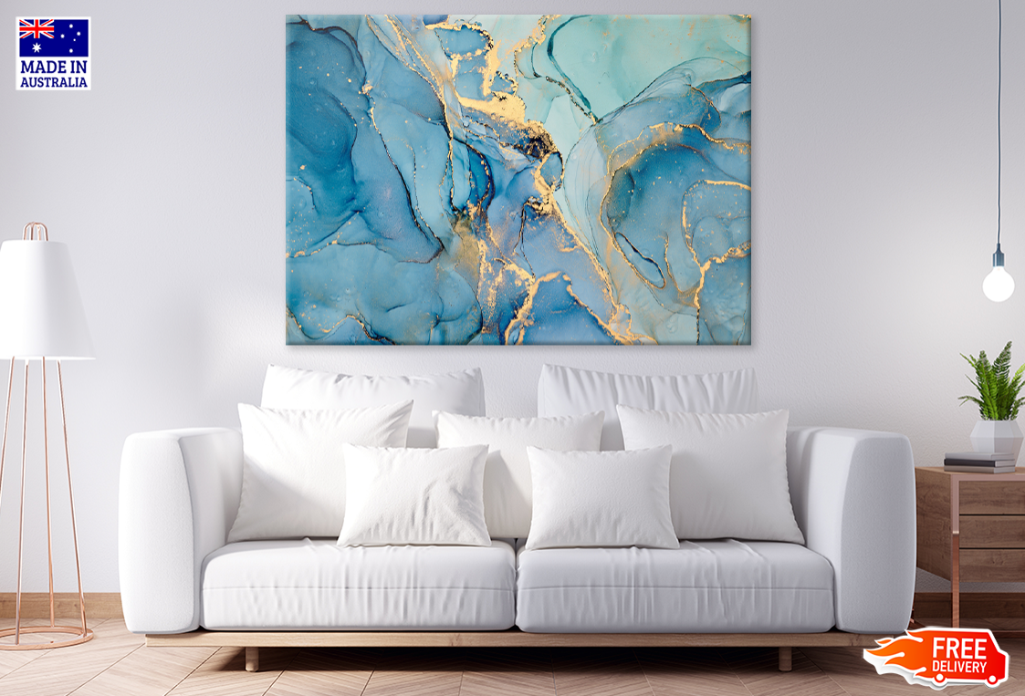 Blue & Gold Abstract Design Print 100% Australian Made