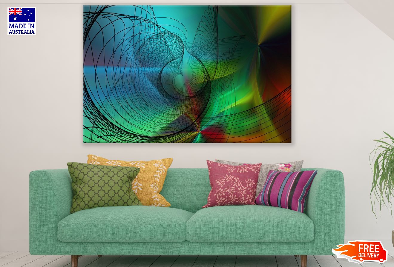 Black 3D Digital Net Abstract Design Print 100% Australian Made