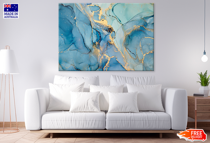 Blue & Gold Abstract Design Print 100% Australian Made