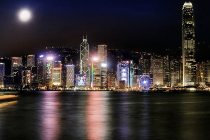 Victoria Harbour Night View Photograph, Hong kong Print 100% Australian Made