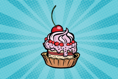Colorful Cup Cake Illustration Print 100% Australian Made