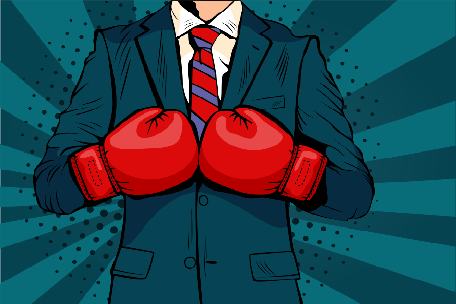 Businessman with Boxing Gloves Illustration Print 100% Australian Made
