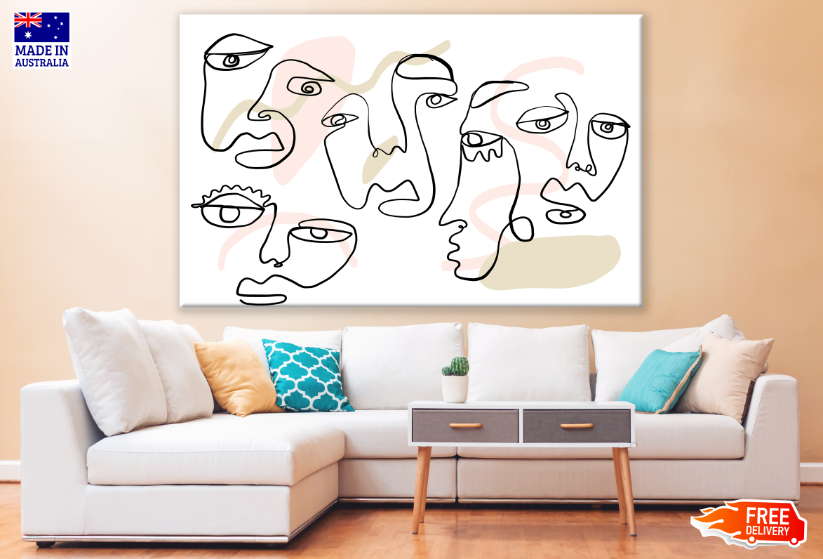 Line Art Faces Design Print 100% Australian Made