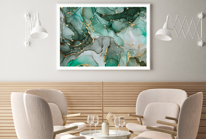 Green White & Gold Abstract Design Home Decor Premium Quality Poster Print Choose Your Sizes