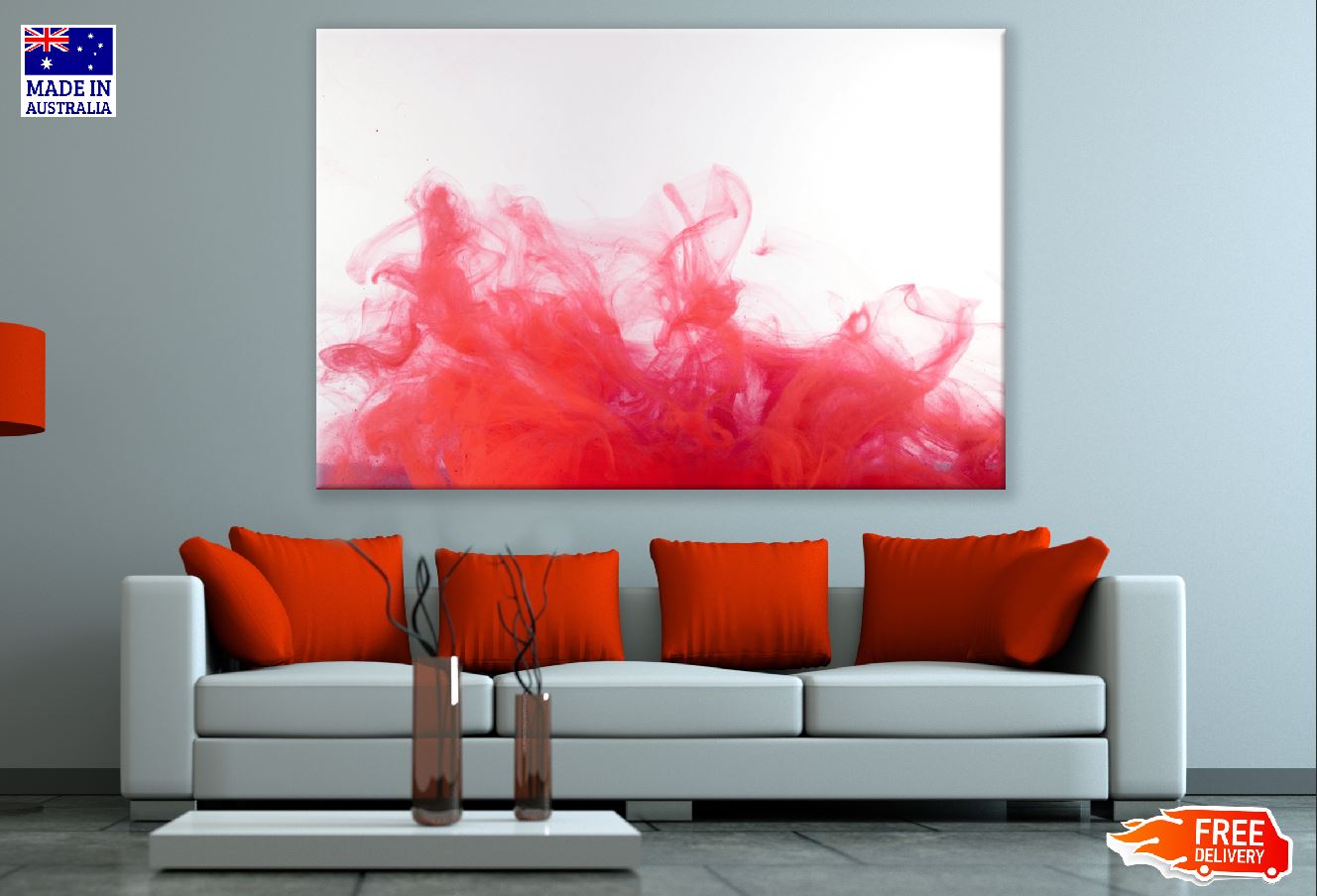 Red Smoke Abstract Design Print 100% Australian Made