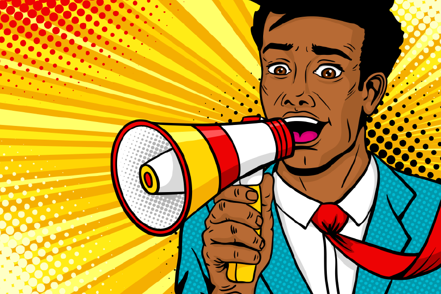 Man With Loud Speaker Illustration Print 100% Australian Made
