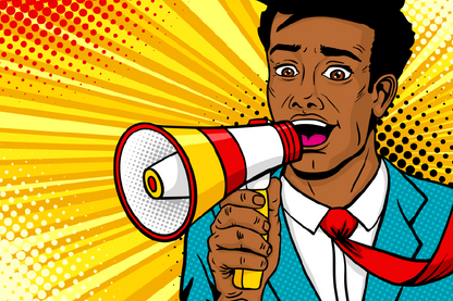 Man With Loud Speaker Illustration Print 100% Australian Made