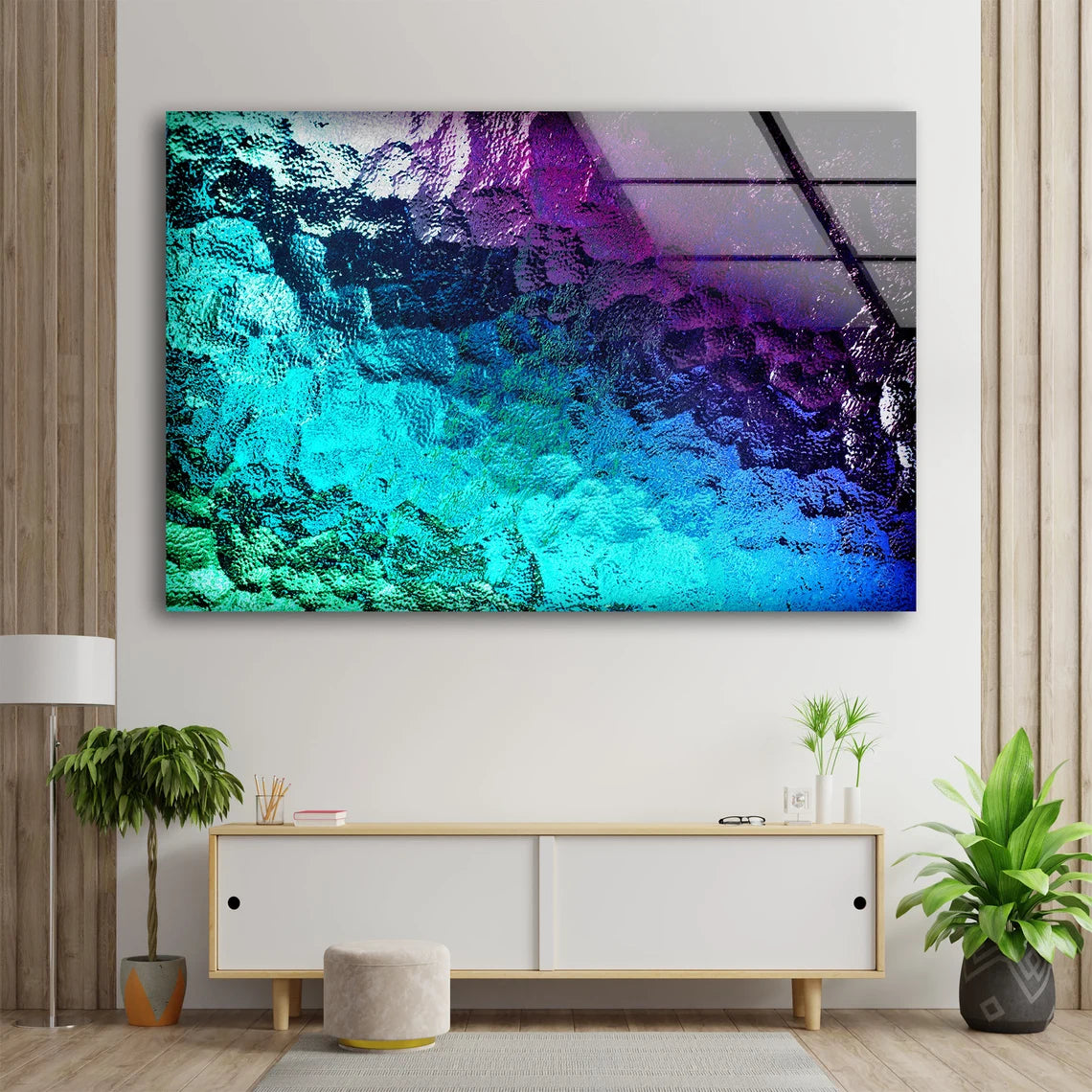 Green Blue & Purple Abstract Design Acrylic Glass Print Tempered Glass Wall Art 100% Made in Australia Ready to Hang