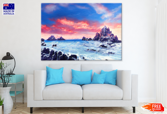 Rock On Sea Sky View Vector Art Photograph Print 100% Australian Made