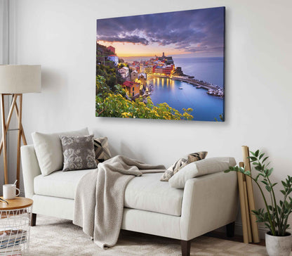 Bella Home Italy in The Cinque Terre Region at Dusk Print Canvas Ready to hang