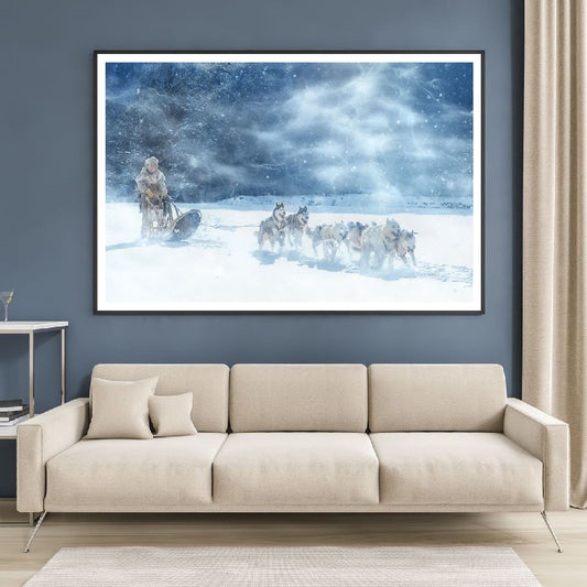 Dog Sled in Snow Photograph Home Decor Premium Quality Poster Print Choose Your Sizes