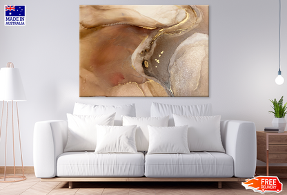 Brown White & Gold Abstract Design Print 100% Australian Made