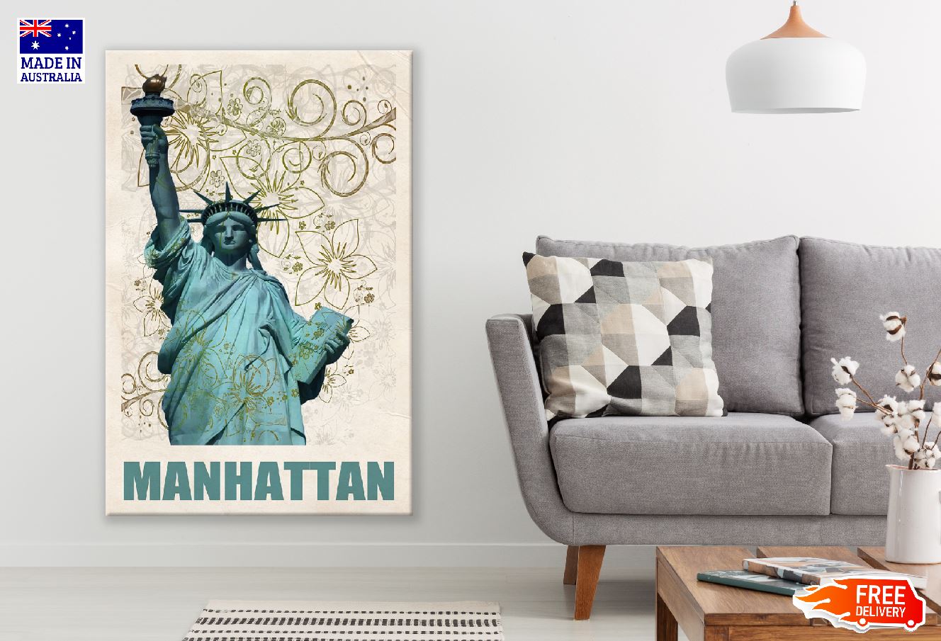 Liberty Statue Vintage Design Print 100% Australian Made