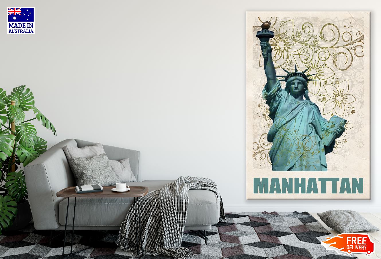 Liberty Statue Vintage Design Print 100% Australian Made