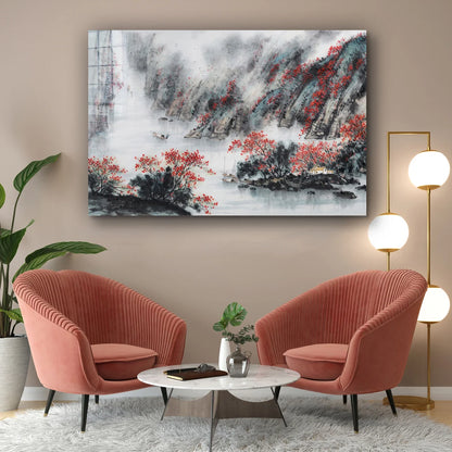 Japanese Style Painting Print Tempered Glass Wall Art 100% Made in Australia Ready to Hang