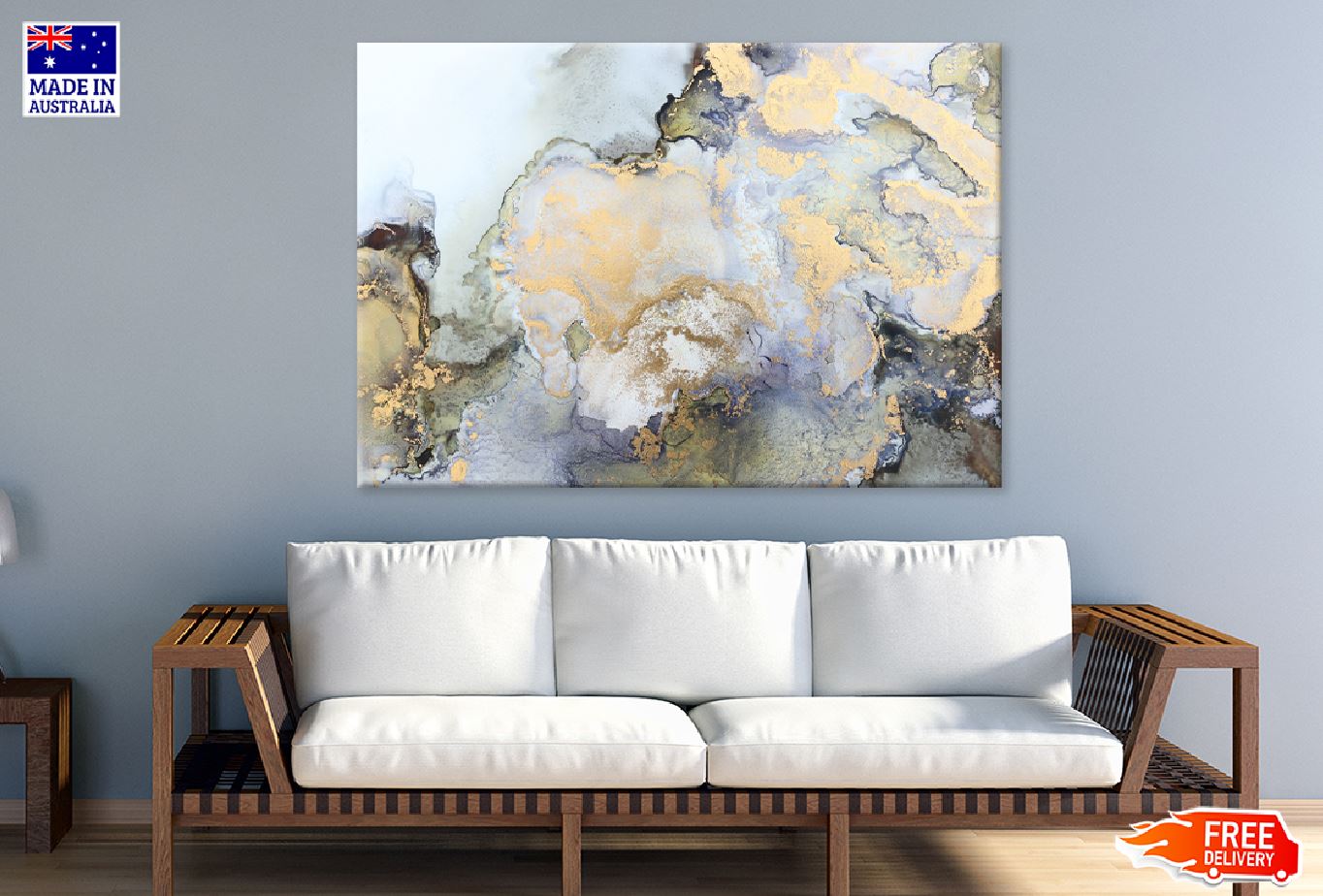 Black Purple & Gold Abstract Design Print 100% Australian Made