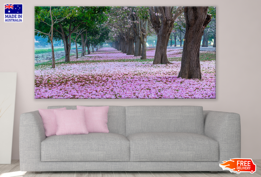 Tree Tunnel Road Flowers on Ground Print 100% Australian Made