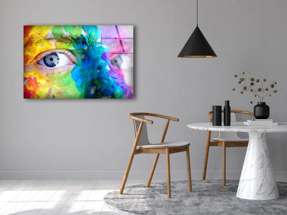 Painted Face Eyes Closeup View Photograph Acrylic Glass Print Tempered Glass Wall Art 100% Made in Australia Ready to Hang