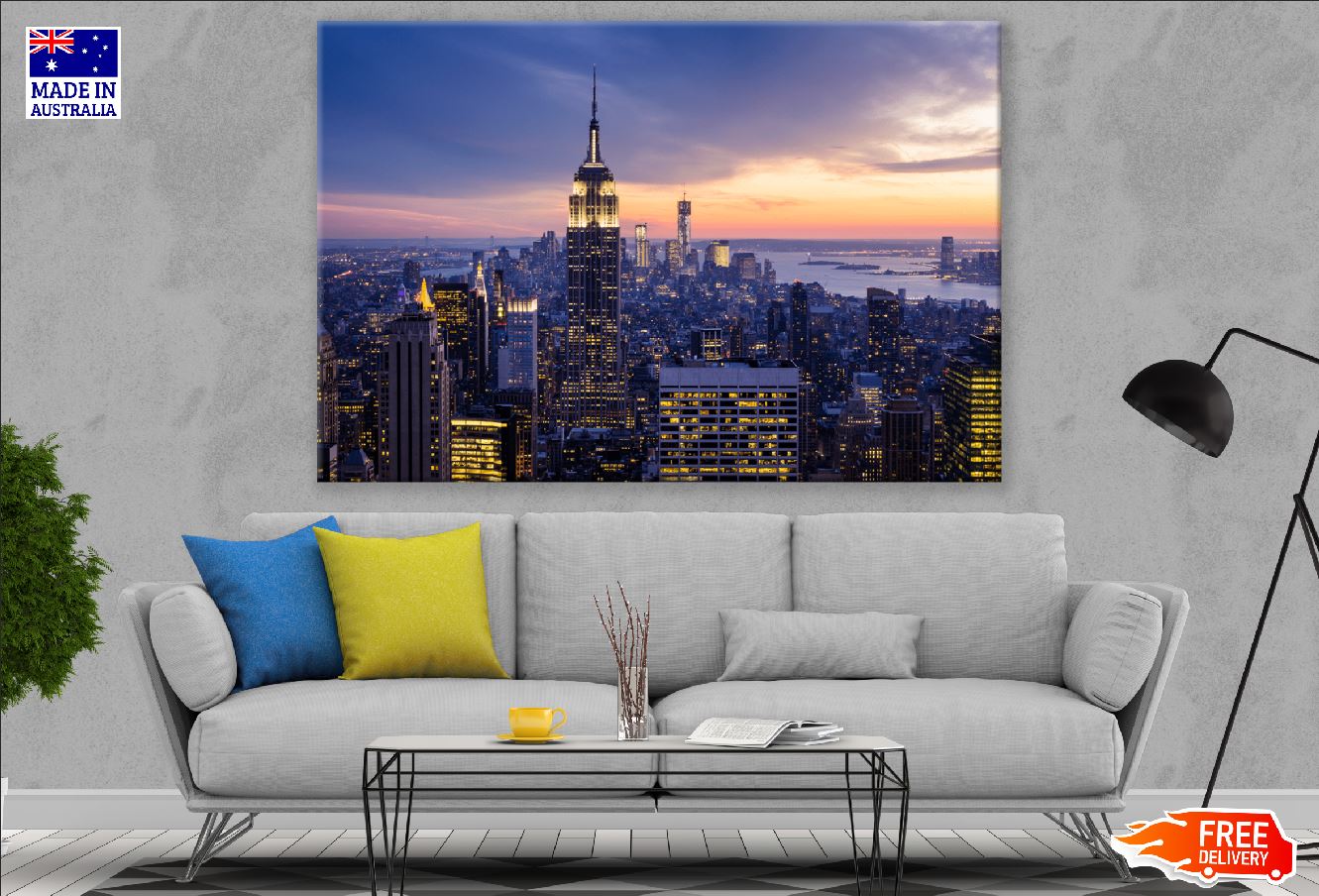 New York City with Skyscrapers at Sunset Photograph Print 100% Australian Made