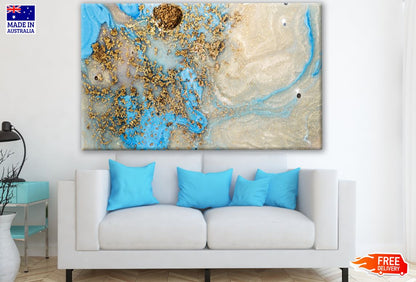 Gold & Blue Abstract Granite Design Print 100% Australian Made