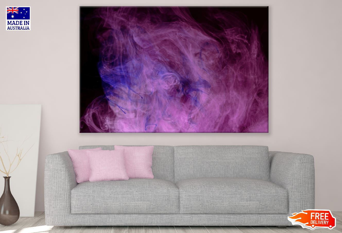 Pink & Blue Smoke Abstract Design Print 100% Australian Made