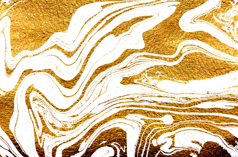 Wallpaper Murals Peel and Stick Removable Gold & White Abstract Granite Design High Quality