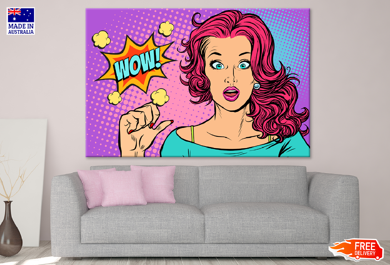 WOW Quote & Confused Girl Illustration Print 100% Australian Made