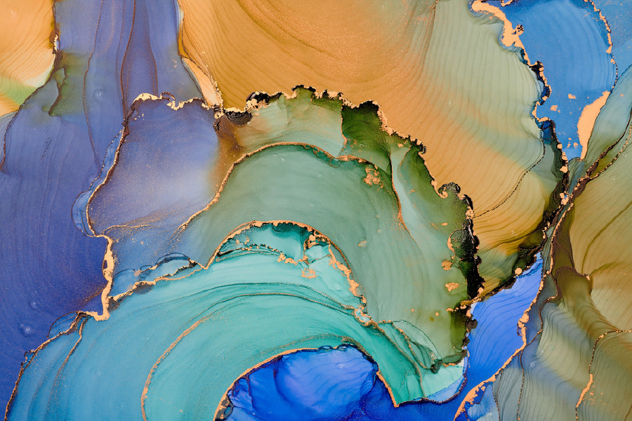 Green Blue & Orange Abstract Design Print 100% Australian Made