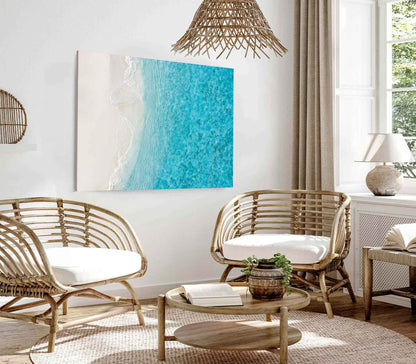 Bella Home Blue Sea Aerial With Drone View Print Canvas Ready to hang