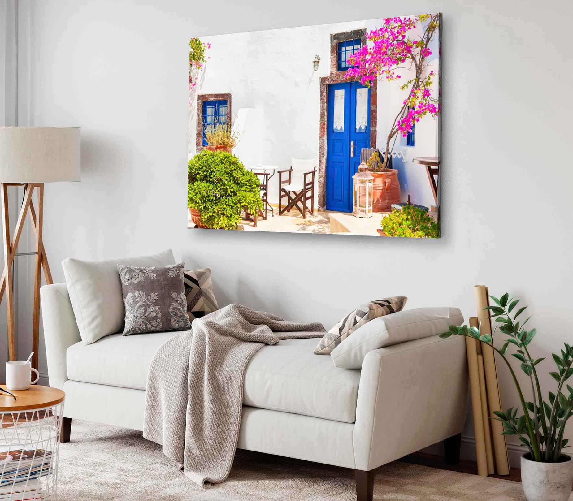 Bella Home White Blue Door Architecture View Print Canvas Ready to hang