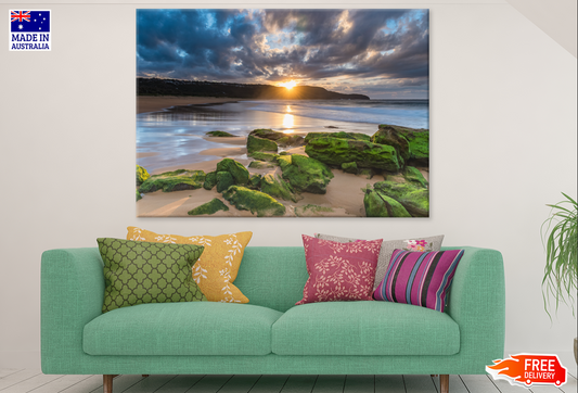 Sea Plant With Rocks & Sea Sky View Print 100% Australian Made