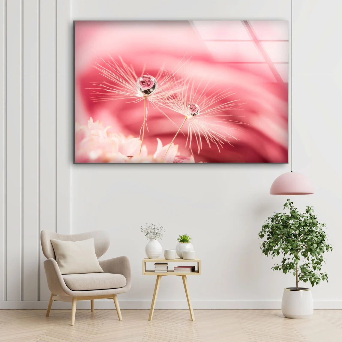 Waterdrops on Dandelion Flowers Photograph Acrylic Glass Print Tempered Glass Wall Art 100% Made in Australia Ready to Hang