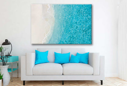 Bella Home Blue Sea Aerial With Drone View Print Canvas Ready to hang