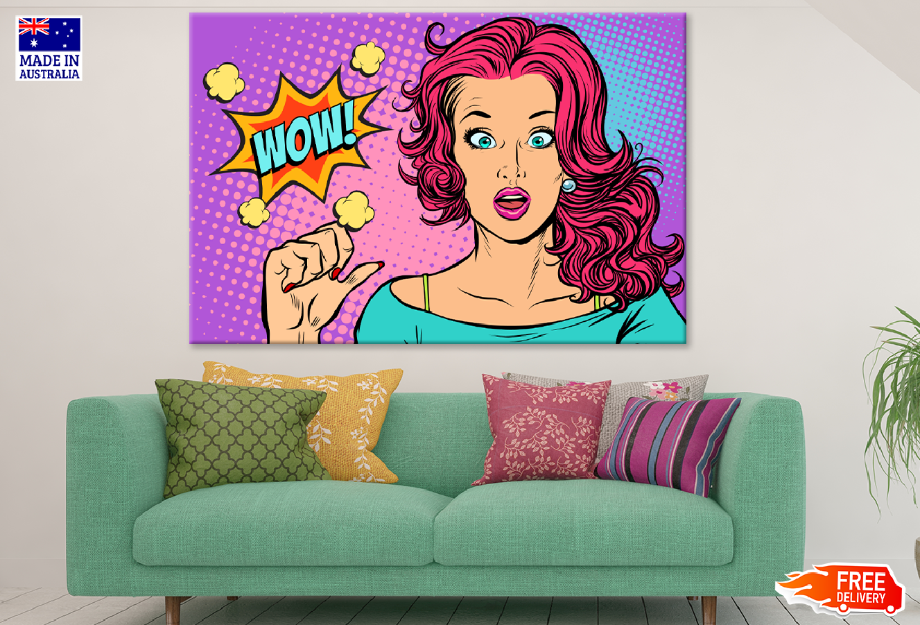 WOW Quote & Confused Girl Illustration Print 100% Australian Made