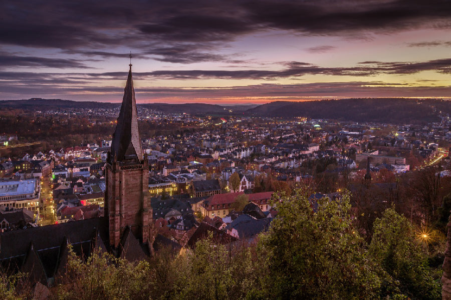 Marburg Town Aerial View Photograph, Germany Print 100% Australian Made