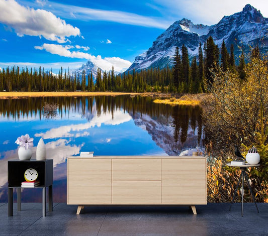 Wallpaper Murals Peel and Stick Removable Lake & Forest View High Quality