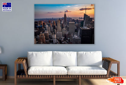 New York City with Skyscrapers Sunset Photograph Print 100% Australian Made