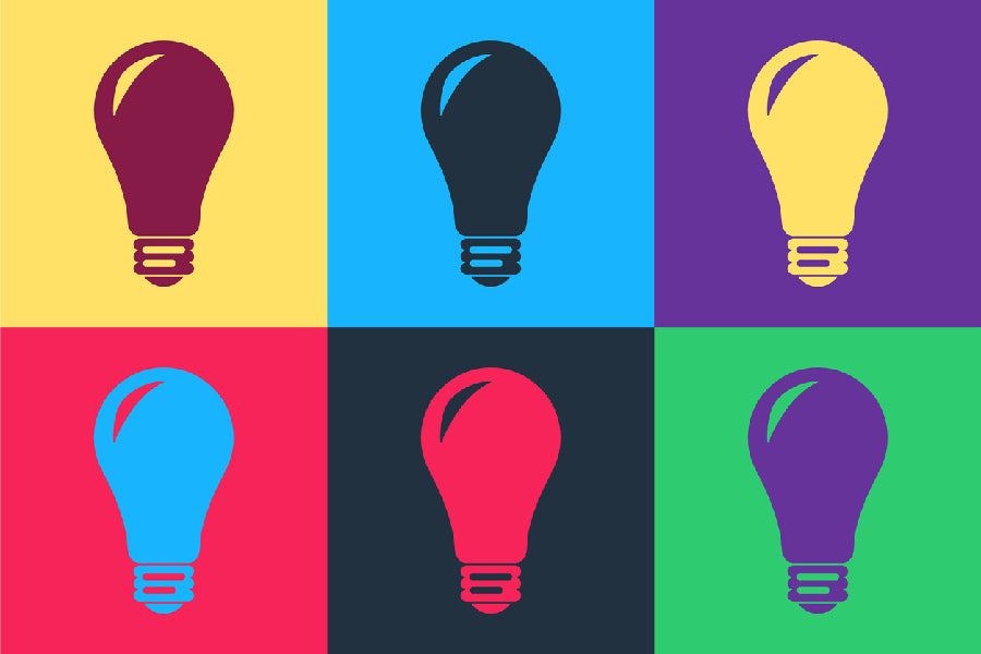 Colorful Light Bulb Collage Illustration Print 100% Australian Made